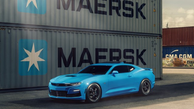Blue Chevrolet Camaro SS