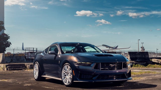 Grey Ford Mustang Dark Horse