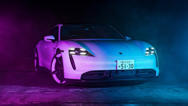 Porsche Taycan Turbo S Neon light
