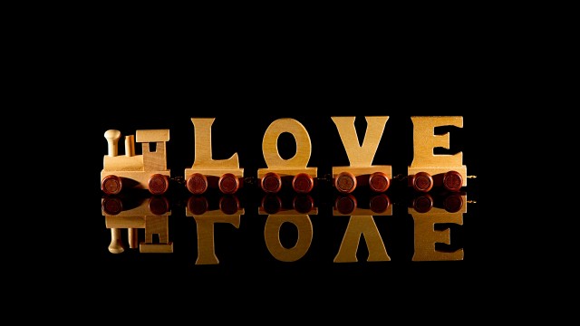 Love text Wooden letters