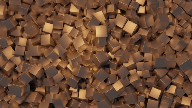 3D cubes Golden background