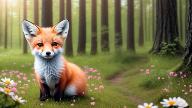 Cute fox AI art