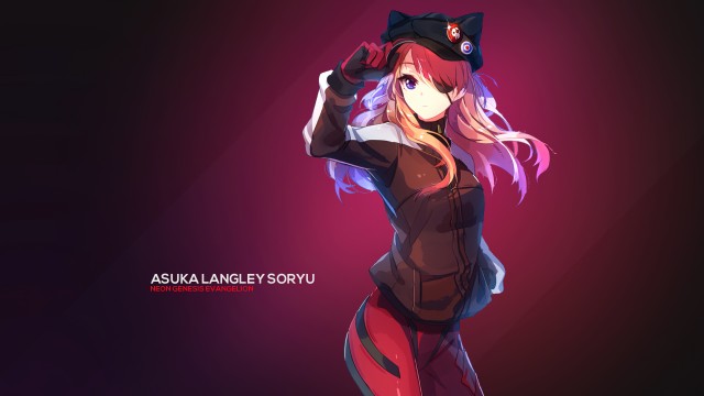 Asuka Langley Soryu Red background