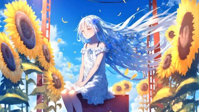 Happy girl Sunflowers