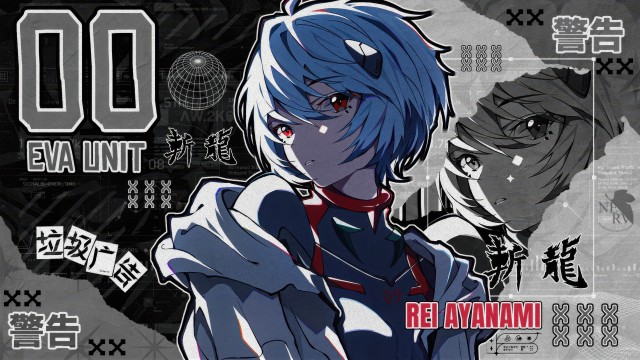 Rei Ayanami Monochrome background