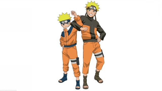 Young Naruto vs Old Naruto White background