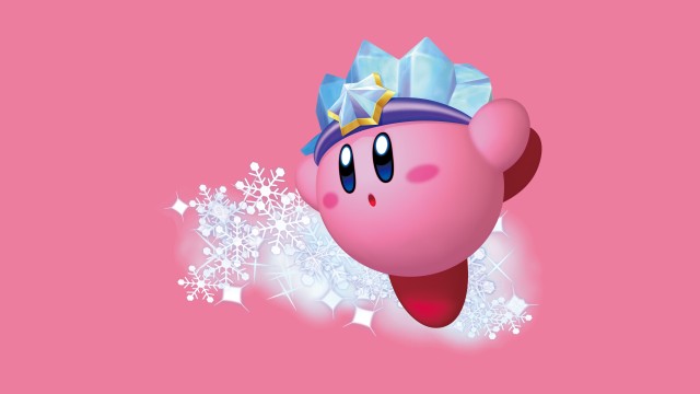 Ice Kirby Pink Background