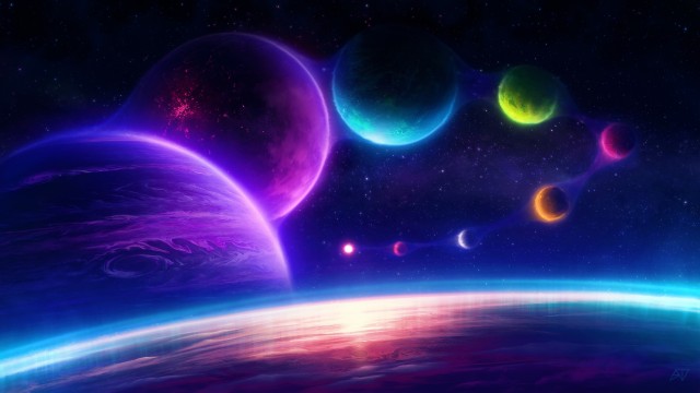 Planets Colorful Sky