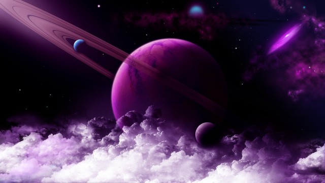 Purple Planet Saturn Rings