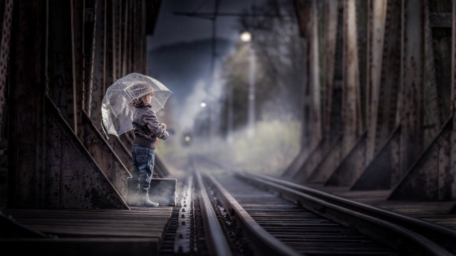 Cute Girl Railway track