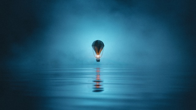 Hot air balloon Foggy night