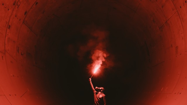Red Flare Smoke Tunnel