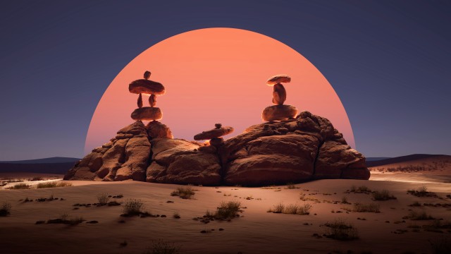 Balancing rocks Sunset