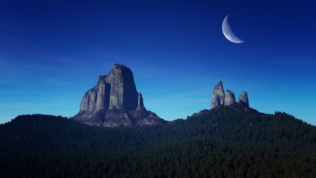 Mountain Peaks Crescent Moon