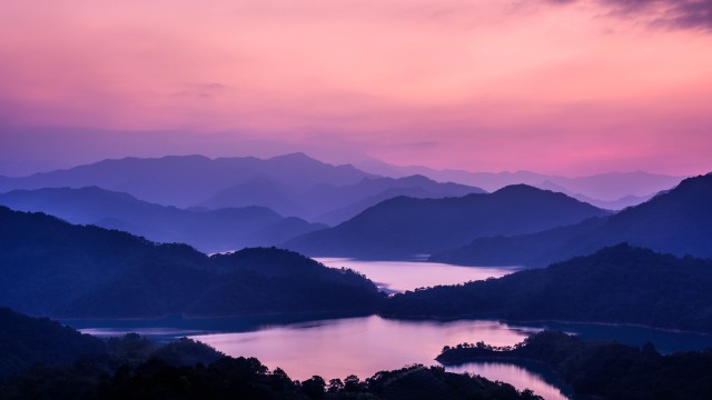 Mountain range Pink sky