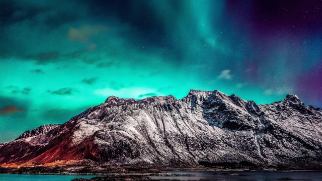 Nordic mountain range Aurora Borealis