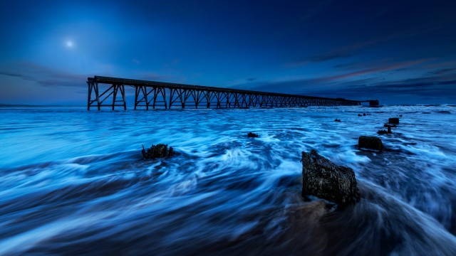 Wooden pier Moonlight