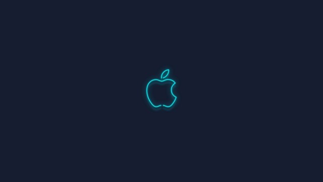 Blue Apple logo Neon sign