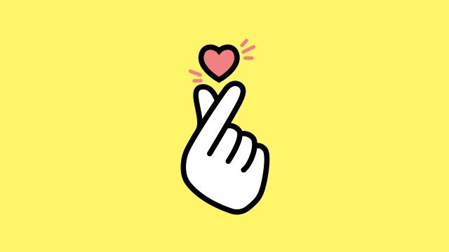 Finger heart Yellow background