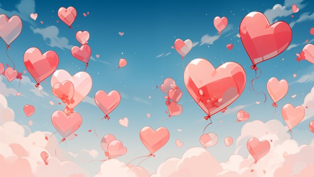 Flying Love hearts