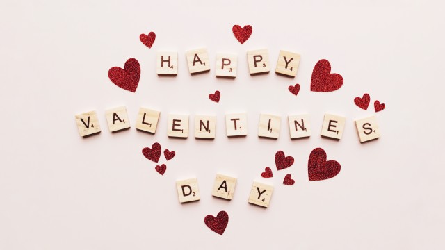 Happy Valentine's Day Scrabble letters