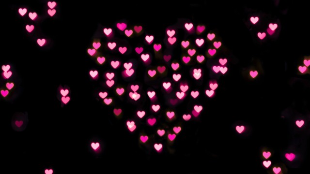 Pink hearts Black background