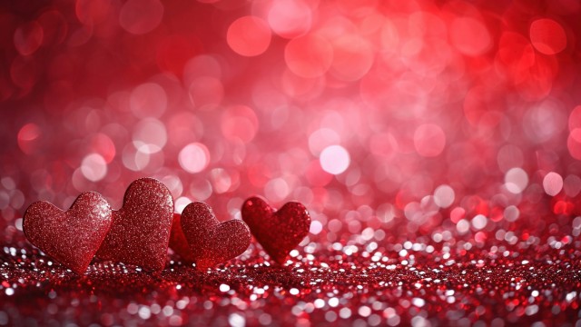 Red hearts Glitter background