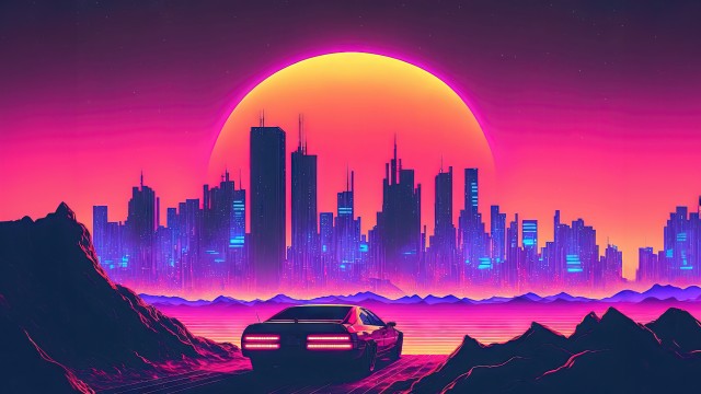 Futuristic city Outrun
