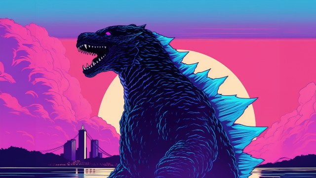 Godzilla RetroWave art