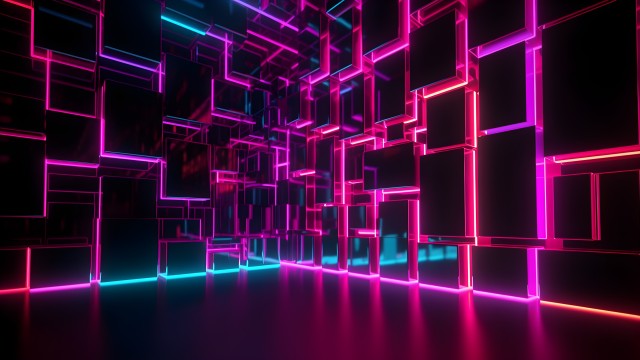 Neon background Cubes