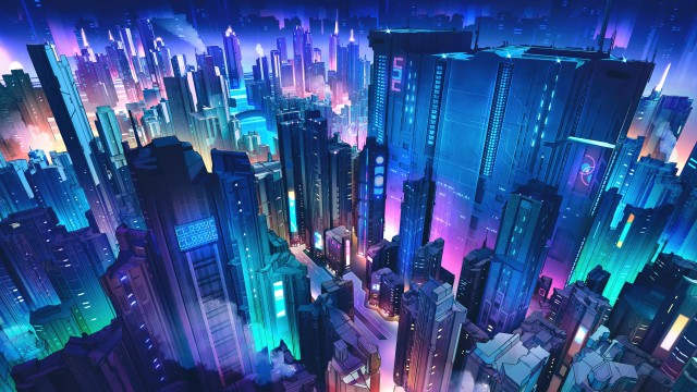 Neon city Futuristic city