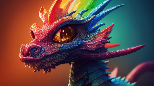 Rainbow dragon Colorful background