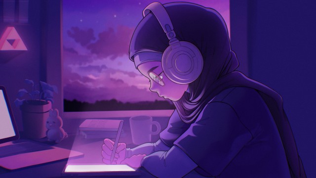 Lofi girl Listening music