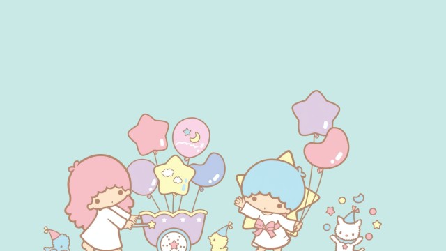 Little Twin Stars Cyan background