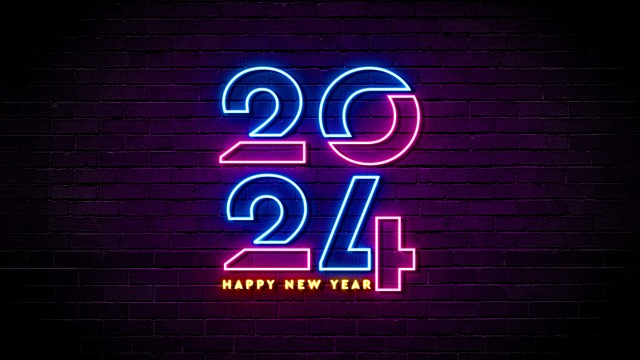 2024 Happy New Year Neon